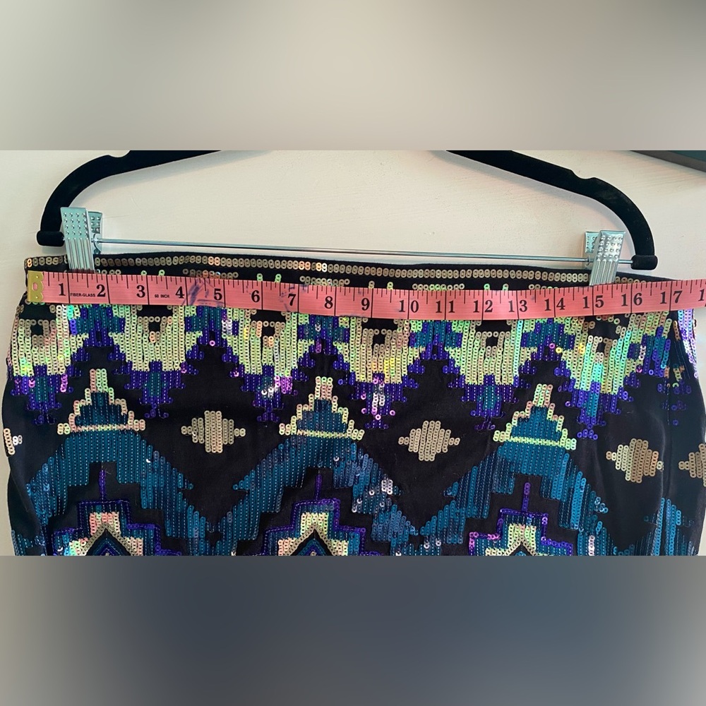 Express Sequin Aztec Geometric Pattern Mini Skirt - image 4